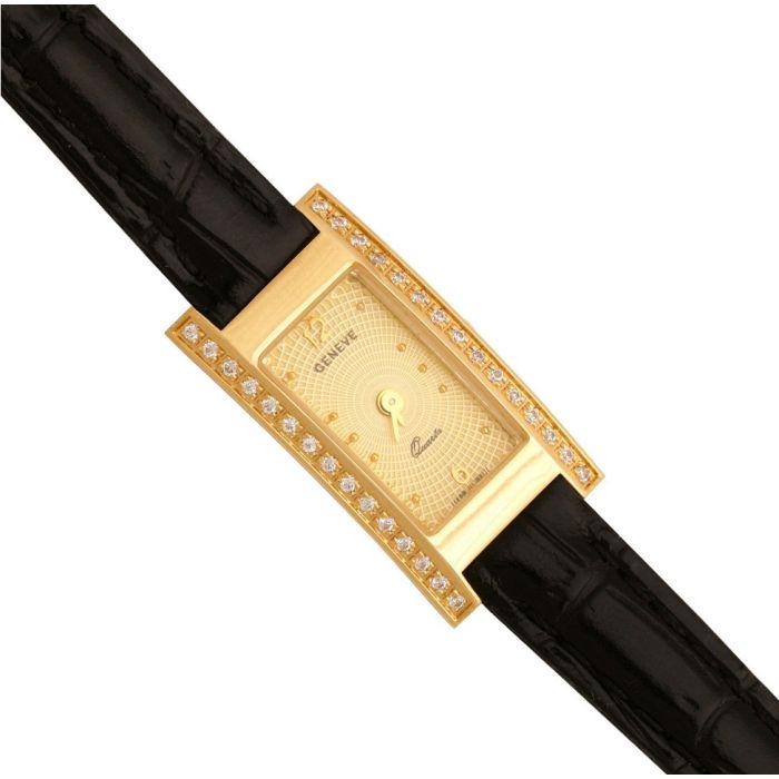 Zegarek złoty damski na pasku Geneve Gv136 