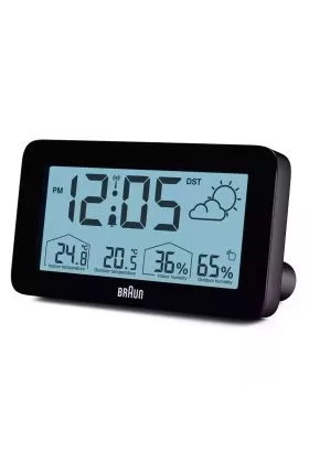 Budzik BRAUN BC13BP DCF Kolor Czarny. Mechanizm Radio Control